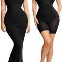 Popilush Maxi Dresses For Women With Shapewear Sleeveless Backless Ribbed Casual Dress Built In Bra size M