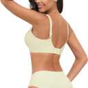 Deep V Bras for Women No Underwire Wireless Push Up Bra Seamless Plunge Bralette Comfort Supportive Full Coverage (Yellow, XXXL)