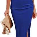 Pink Queen Women's Dresses Crew Neck Sleeveless Cutout Side Slit Bodycon Midi Party Dress (Medium)