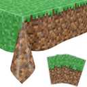 3 Pcs Pixel Tablecovers, Waterproof Oil-Proof Vinyl Plastic Table Cloth for Video Game Party Birthday Party Supplies