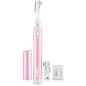 Eyebrow Trimmer, Facial Hair Trimmer Precision Detailer with Rinseable Blade, Battery Powered Double-Sided Eyebrow Razor with Comb, Compact Pen-Size Safe Painless Shaver for Chin Peach-Fuzz (Fuchsia Pink)