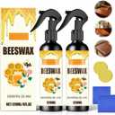 Beeswax Wood Polish Spray Natural Bees Wax Furniture Polish and Cleaner,Non-Greasy Wood Restorer for Hardwood Floor, Kitchen Cabinet,Table,Chair,Door,Protective Shine for All Wood Surface(2Pack