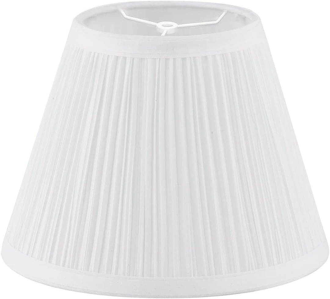 Small Lamp Shade 5" Top x 9" Bottom x 7" Slant Height, Lamp Shades for Table Lamps,Barrel Replacement Lampshade(Spider Fitter), Modern Fabric Pleated Lampshades for Table Lamp 1 Pack(White)