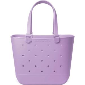 Simple Modern Extra-Large Beach Bag | Waterproof Getaway Rubber Tote with Zipper Pocket for Travel, Pool, Boat, Groceries, Sports | Purple Breeze