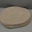 Oval Woven Placemats Set of 6, Boho Cotton Rope Braided Table Mats, 17x13 Inches Non Slip Heat Resistant Place Mats for Dining Room, Thick Hot Pads for Farmhouse Kitchen Table Decor. (Brown)