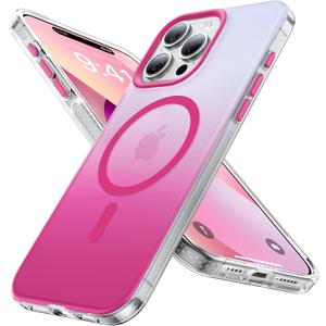 Magnetic for iPhone 14 Pro Max Case [Compatible with MagSafe] [10FT Military Grade Drop Tested] Slim Translucent Matte Case for iPhone 14 Pro Max Phone Case, Gradient Hotpink (6.7")