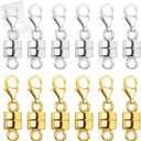 Magnetic Necklace Clasp with Lobster Clasp,14K Gold and Silver Magnetic Jewelry Clasps for Necklace Extender Bracelet Closures