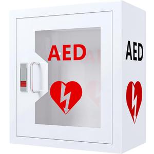 AED Cabinet Wall Mount: Steel Defibrillator Storage Case with Snap Lock and Universal AED Compatibility - for Home/Hospitals/Schools (14.2" W x 7.9" D x 15.7" H)