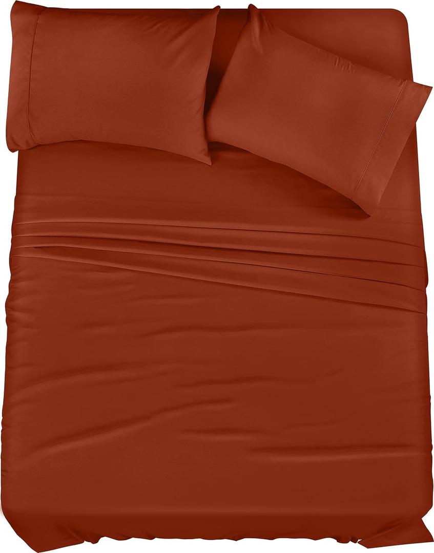 Utopia Bedding Queen Bed Sheets Set - 4 Piece Bedding - Brushed Microfiber - Shrinkage and Fade Resistant - Easy Care (Queen, Terracotta Orange)