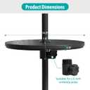 Umbrella Table Tray with Hole, Portable Outdoor Side Table, Black, 14.8 x 14.8 x 0.9 inches