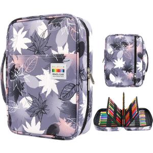 YOUSHARES Big Capacity Colored Pencil Case - 220 Slots large Pen Case Organizer with Multilayer Holder for Prismacolor Colored Pencils & Gel Pen (Maple leaf)