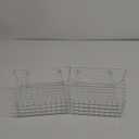 White Basket with hook Grid Storage Basket,Hang it behind a door or on a railing,Over the Cabinet Door,2 Pack