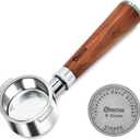51mm Bottomless Portafilter 2 Ears Espresso Portafilter Compatible with Delonghi ECP3420/EC155/BCO430/EC260 with Puck Screen Stainless Steel Filter Basket and Rosewood Handle