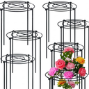 TCBWFY 8 Sets Peony Support Cage, 12" Dia x 24" High, Heavy Duty Metal Plant Support, Grow Through Hoops Grids, 4mm Legs, Round