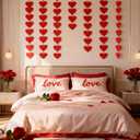 3 x 72 Felt Heart Garland, Pre-Strung Red Heart Decor for Valentines Day Decorations, Wedding, Anniversary, Birthday, Backdrop for Office, Classroom, Vaday Party Props