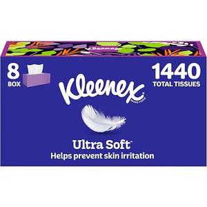 Kleenex Ultra Soft Facial Tissues, 8 Flat Boxes, 180 Tissues per Box