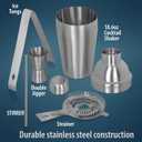 4 x Wyndham House Cocktail Shaker Set for the Home Bar, Great for Martinis, Stainless Steel, 5-Piece