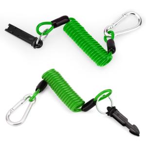 2pcs Trailer Brake Away Cables, 4ft High Rebound Spring Coiled Breakaway Cables with Latch Safety Emergency Breakaway Switch Towing Wire for RV Trailer Camper (Green)