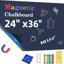 Magnetic Chalkboard Contact Paper,24"x36" Blackboard Wallpaper Peel and Stick, Magnetic Black Board Wall Decal for Home Playroom Classroom (Blue-Grey)