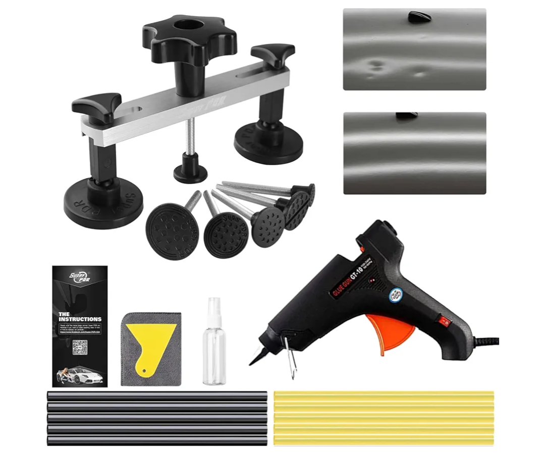 Super PDR Dent Puller Kit, Car Dent Removal Kit with Bridge Puller, Small Dent Puller for Auto Dent Removal, Small Dents, Door Dings and Hail Damage