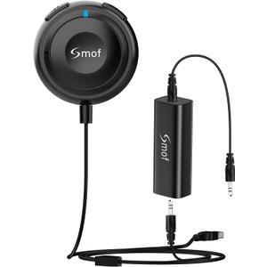 Bluetooth Car Adapter, 3.5mm Aux Bluetooth Adapter for Car/Home Stereo/Speakers, Blue-Tooth Audio Receiver with Ground Loop Noise Isolator, Hands-Free Calls, Dual Connection, 3.5mm AUX Input