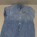 Zilcremo Women Denim Shirt Dresses Short Sleeve Distressed Jean Dress Button Down Casual Tunic Top (Medium, Blue)