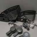 Triangle Suction Cup Shower Caddy, No-Drill Bathroom Suction Storage Box, ABS and Heightened Design, Corner Shower Caddy Suction Cup for Kitchen and Bathroom (3Pcs Abs Black)