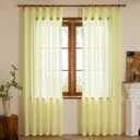 Pinch Pleated Sheer Curtains 96 Inch Length 2 Panels Set, Semi Voile Sheer Curtains for Bedroom Living Room Pinch Pleated Soft Touch Light Filtering Drapes(Light Yellow, 42 W x 96 L, 2 Panels)