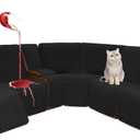 Velvet 1OO% Waterproof Reclining Sectional Couch Covers for Sectional Sofa L Shape 8-Piece Quilted Corner Recliner Sofa Cover Slipcovers Set Washable (5 Seater with 1 Console, Black)