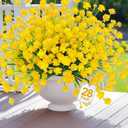 TURNMEON 28 Bundles Artificial Flowers for Outdoors Fake Plants, UV Resistant Faux Plastic Artificial Plants Cemetery Flowers for Spring Summer Decor Window Box Porch Indoor Home Decor (Yellow)