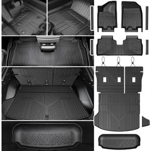 Floor Mats & Cargo Mat with Backrest Mat for 2024-2026 Chevy Equinox EV, Door Sill Guards, Trunk Lower Mat, All Weather TPE Trunk Cargo Liner Car Mat Accessories for Chevrolet Equinox EV
