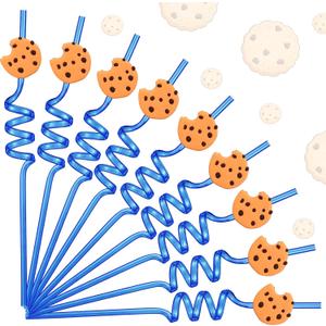 24 Pcs Theme Party Straws Cute Decorative Drinking Straws for Summer Pool Hawaiian Tropical Birthday Bridal Shower, Baby Shower, Wedding Party Game Night Cocktail Supplies(Cookie,Brown), one size