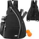 Sucipi Pickleball Bag - Men's & Women's Pickleball Backpack, Adjustable Sling Bag w/Fence Hook/Large Capacity/Safety Pocket (Deep Black)