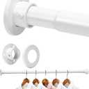 Closet Rods for Hanging Clothes, 18 to 78 Inches Adjustable Heavy Duty Closet Rod, Metal Closet Poles, Easy to Install Closet Bar for Closet Wardrobes Laundry, Perfect for Closet Organizer (White)