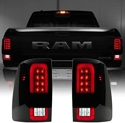 LitMiRaCle Upgrade LED Tail Lights Compatible with Dodge RAM 1500 2009-2018, Ram 2500 3500 2010-2018 Factory Halogen Taillight Models, Smoke Lens, 2PCS