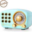 Retro Bluetooth Speaker, Vintage Radio-Greadio FM Radio with Old Fashioned Classic Style, Strong Bass Enhancement, Loud Volume, Bluetooth 5.0 Wireless Connection, TF Card and MP3 Player (Blue)