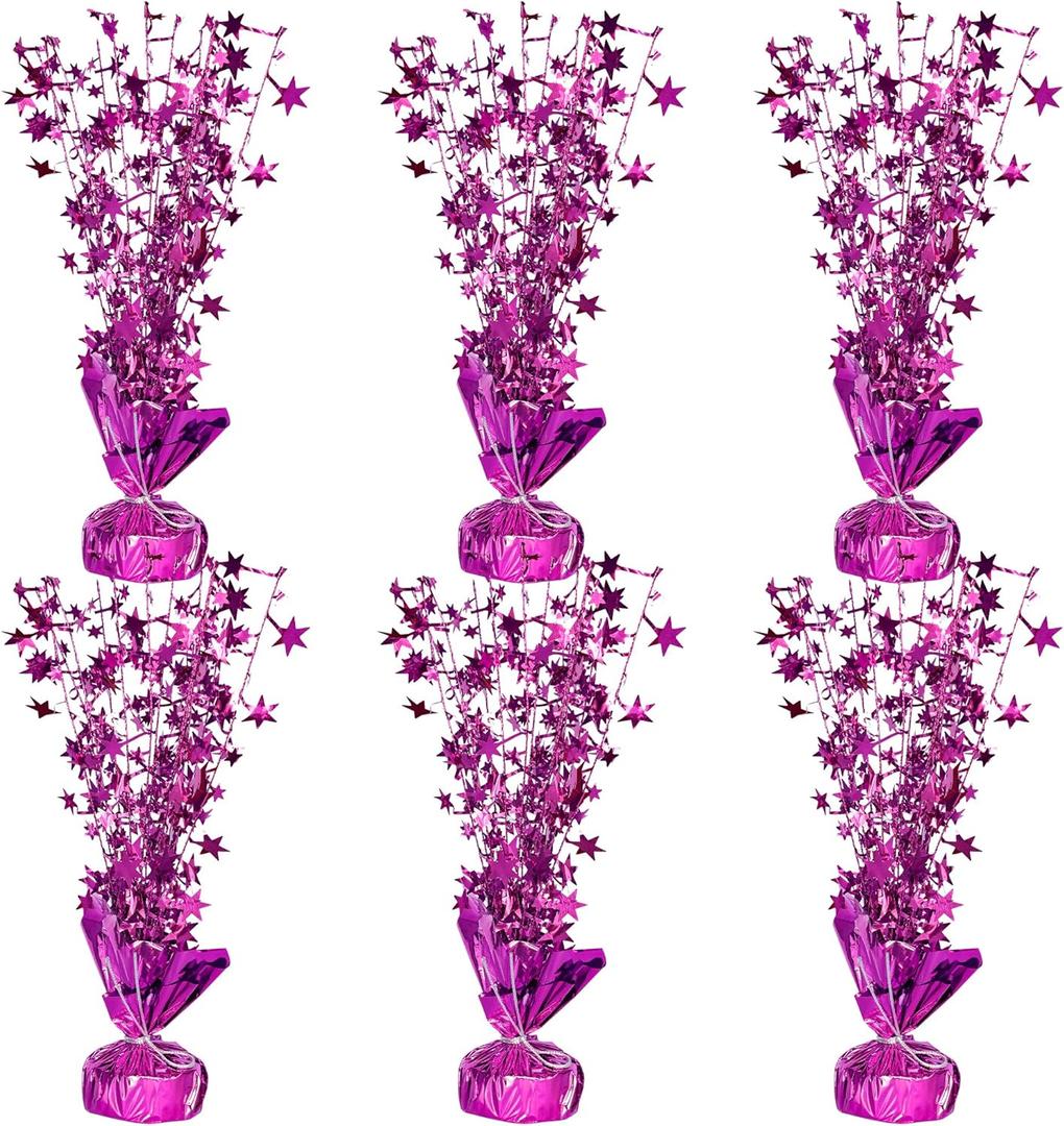 Gyufise 6 Pack Metallic Foil Spray Centerpiece Star Table Decoration Burst Table Centerpieces Table Decor for Birthday Wedding Anniversary Graduation Holiday Party Supplies Rose Red