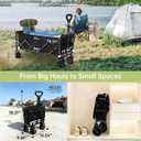 Extra Long Collapsible Wagon Cart, 480LBS Heavy Duty Utility Wagons with All-Terrain Wheels, Foldable Grocery Carts for Gardening, Shopping, Beach, Camping, Black