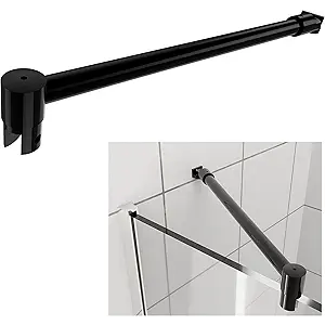 Polished Silver Stainless Steel Wall-to-Glass Bathroom Shower Support Bar Arm for 5/16" 3/8" Thick Glass Door, 47 Inch Fixed Supporting Rod for Frameless Glass Panel (27.6-47.2 inch, square end, Chrome)