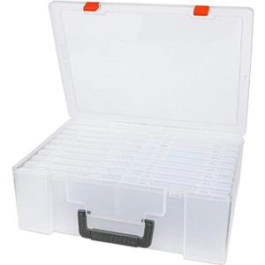 misppro Plastic Photo Storage Organizer Box/Case, Photographs and Embellishment Keeper, Plastic Picture Storage Container Box for Photos, Cards, Stamps - White