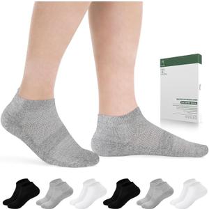 Bulinlulu Diabetic Socks for Men Women,6 Pairs Low Cut Non Binding Diabetic Ankle Seamless Socks for Men 6-9 9-12(B+W+G-Medium)
