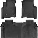 Set of 3 Floor Mats Cargo Liner for Chevrolet Silverado 1500/GMC Sierra 1500 2019-2024 2025, Chevy Silverado/GMC Sierra 2500HD/3500HD Crew Cab 2020-2025 (Rear Row with Carpeted Under-seat Storage)