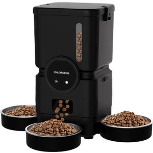 Automatic Cat Feeder for 3 Cats with Slow Feed, 6L Smart WiFi Pet Feeder, 2.4G & 5G Dual-Band, Battery Powered with 15-Day Battery Life, for Cats & Small Dogs (Black)