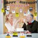 60th Birthday Decorations Women Men - 15 Pcs Caution Logos Banners Garland Hanging Swirls Funny Centerpieces Table Decor For Her Him Cheers To 60 Years Party Supplies (Black Red)
