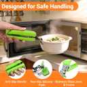 2 Pack Hot Plate Gripper Clips Holder Tongs for Moving Hot Plate Bowls Pizza Pan Air Fryer Microwave Oven with Food Out, Green