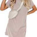ANRABESS Womens Casual Summer Ribbed Knit Tunic Tshirt Mini Dresses 2026 Trendy Crewneck Short Sleeve Beach Loose Shift Dress (S)