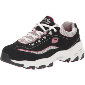 Skechers Women's D'lites Life Saver Memory Foam Lace-up Sneakers (Black/White/Pink)