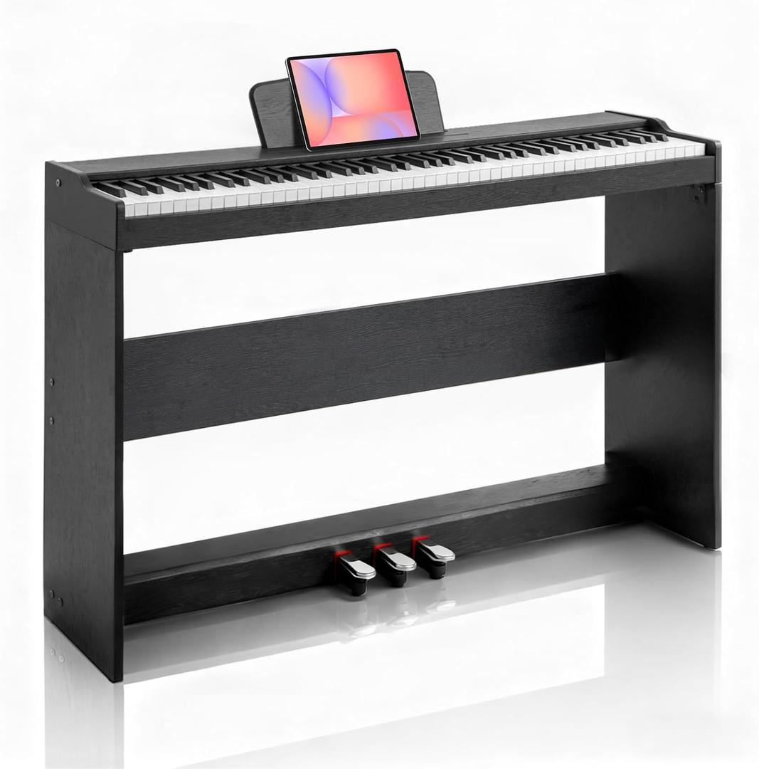 AiJoy 88 Key Digital Piano with Semi-Weighted Keys, Electric Piano Keyboard for Beginners, Dual Speakers & Triple Pedal, Support MIDI USB, Compact & Elegant Design, Birthday Gift ADP10