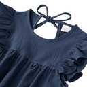 Dutebare Toddler Baby Girl Dress Cotton Linen Ruffle Halter Sleeveless Dresses Kids Summer Sundress (Blue)