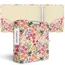 3 Ring Binder 3 Inch, Cute Decorative Hardcover Low Profile Clipboard with Storage, 3'' Round Ring Binders for Letter Size Paper, Durable Binder Organizer for School Office Supplies(Pink Floral)